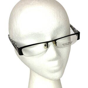 Pomy Eyewear Eyeglass Frames Black Metal Half Rim Rectangle 52 19 140